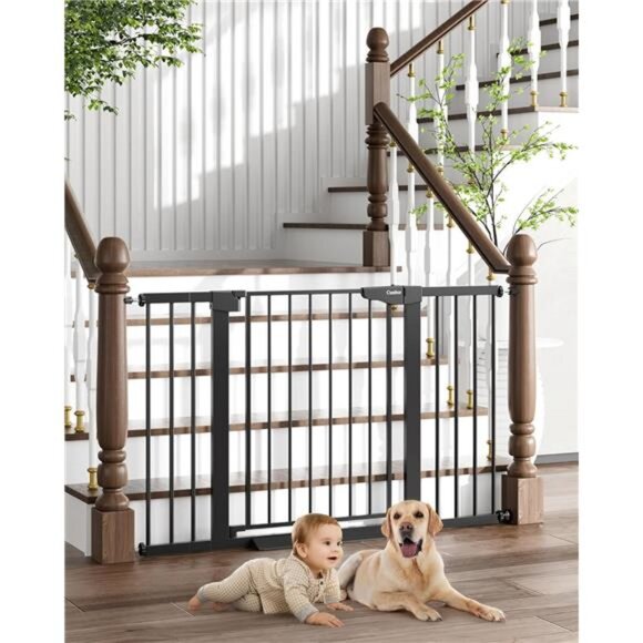 29.7"-51.5" Baby Gate Extra Wide, Safety Dog Gate for Stairs Easy Walk Thru - Picture 1 of 7
